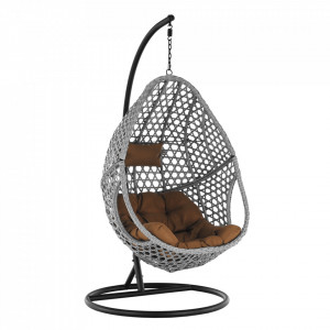 Scaun balansoar suspendabil, leagăn agăţat, gri, 82x80x197 cm - TP278048 - Img 18