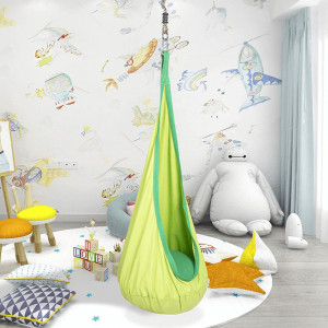 Scaun balansoar suspendabil, leagăn agăţat, verde, 60x150x70 cm - TP274726 - Img 7