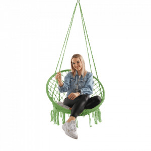 Scaun balansoar suspendabil, leagăn agăţat, verde, 80x120 cm - TP295534 - Img 1