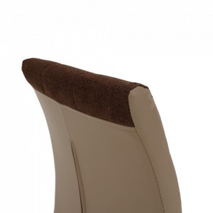Scaun bucătărie, material textil maro/piele ecologică bej/crom - TP201222 - Img 14