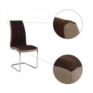 Scaun bucătărie, material textil maro/piele ecologică bej/crom - TP201222 - Img 17