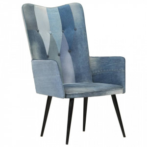 Scaun cu spătar înalt, denim petice, pânză - V339656V