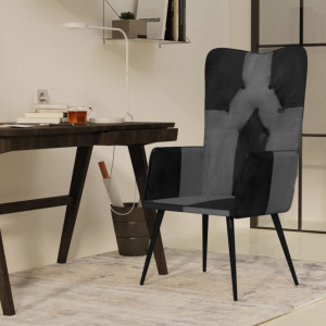 Scaun cu spătar înalt, negru și gri, piele naturală - V339662V - Img 2
