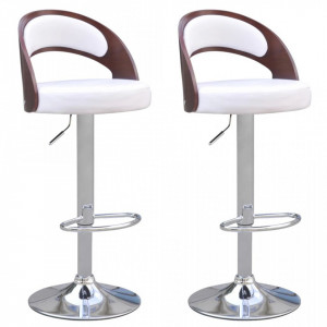 Scaun de bar 2 buc, cadru curbat, piele artificiala - V242201V