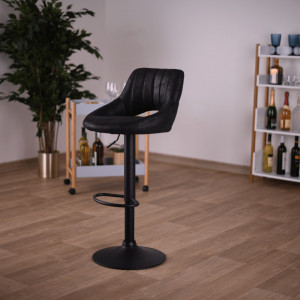 Scaun de bar, material textil negru cu efect de piele întoarsă - TP230858 - Img 11