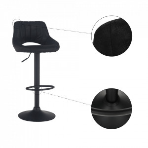 Scaun de bar, material textil negru cu efect de piele întoarsă - TP230858 - Img 14