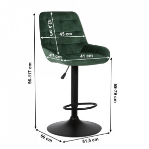 Scaun de bar, material textil Velvet verde închis - TP299530 - Img 12