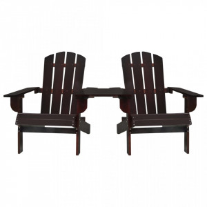 Scaun de gradina Adirondack, maro, lemn masiv de brad - V310069V - Img 2