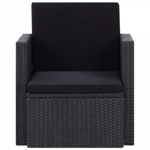 Scaun de grădină cu perne, negru, poliratan - V45782V