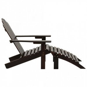 Scaun de gradina cu taburet, maro, lemn - V45701V - Img 3