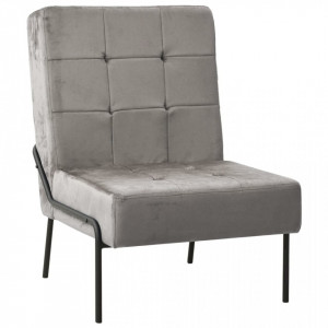 Scaun de relaxare, 65x79x87 cm, gri deschis, catifea - V325770V - Img 2