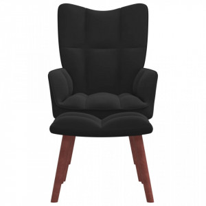 Scaun de relaxare cu taburet, negru, catifea - V328068V - Img 1