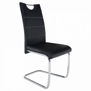 Scaun dining, negru / cusături deschise la culoare - TP182221 - Img 11