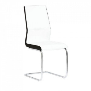 Scaun dining, piele ecologică albă, neagră/crom - TP182190 - Img 4