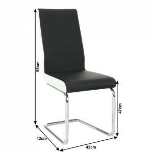 Scaun dining, piele ecologică neagră, albă/crom - TP182191 - Img 19