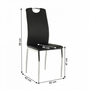 Scaun dining, piele ecologică neagră/crom - TP182185 - Img 16