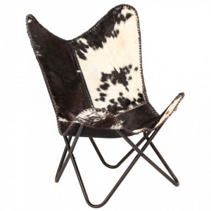 Scaun fluture, negru si alb, piele naturala de capra - V246390V