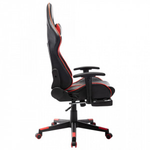 Scaun jocuri cu suport picioare, negru/roșu, piele artificială - V20511V - Img 3