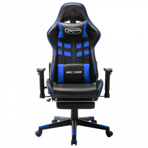 Scaun jocuri suport picioare, negru/albastru, piele artificială - V20510V - Img 1