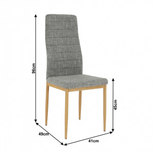 Scaun, material textil gri deschis/cadru metalic fag - TP203808 - Img 16