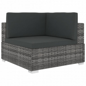 Scaun modular de colt, 1 buc., gri, poliratan, cu perne - V46799V