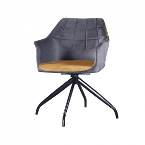 Scaun pivotant, gri, ţesătură de catifea camel / negru - TP297878 - Img 3