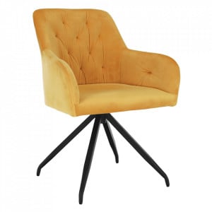 Scaun pivotant, ţesătură de catifea muştar/ negru - TP282997 - Img 1