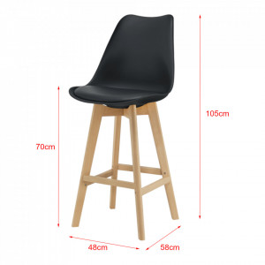 Scaune bar, set 6 buc, 105 x 48 x 58 cm, negru - P74694656 - Img 3