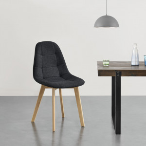 Scaune bucatarie, set 4 buc poliester/ fag, negru - P76645444 - Img 1