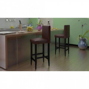 Scaune de bar, 4 buc., maro inchis, piele ecologica - V160717V - Img 1