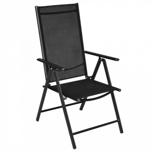 Scaune pliante de grădină, 2 buc., negru, aluminiu & textilenă - V41730V