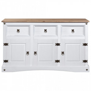 Servanta alb 132x43x78 cm lemn masiv pin mexican gama Corona - V282634V - Img 4