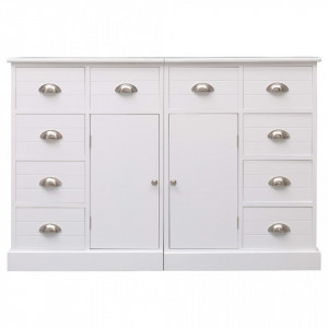 Servanta cu 10 sertare, alb, 113 x 30 x 79 cm, lemn - V284175V - Img 2