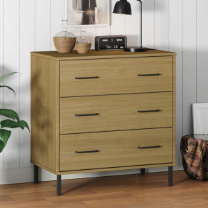 Servantă cu 3 sertare, maro, 77x40x79,5 cm, lemn masiv OSLO - V350979V - Img 2
