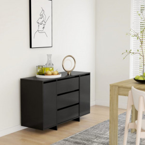 Servantă cu 3 sertare, negru, 120x41x75 cm, PAL - V809612V - Img 2