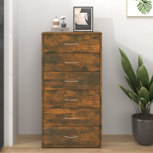 Servantă cu 6 sertare, stejar fumuriu, 50x34x96 cm, lemn - V815363V - Img 2