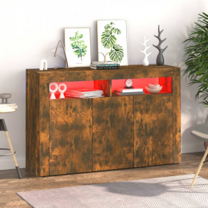 Servantă cu lumini LED, stejar fumuriu, 115,5x30x75 cm - V815732V - Img 3
