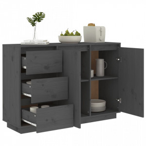 Servantă, gri, 111x34x75 cm, lemn masiv de pin - V813806V - Img 4