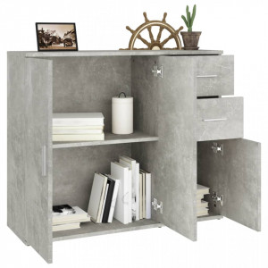 Servantă, gri beton, 91x29,5x75 cm, lemn prelucrat - V823273V - Img 4