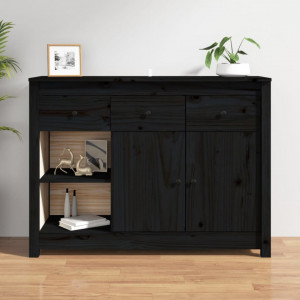 Servantă, negru, 100x35x74 cm, lemn masiv de pin - V814558V - Img 2