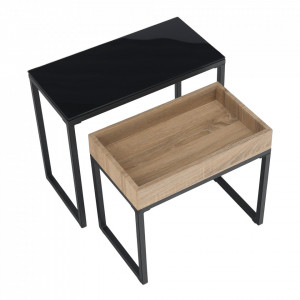 Set 2 măsuţe de cafea, stejar și negru, 60x30 cm, 50x27 cm - TP290422 - Img 15