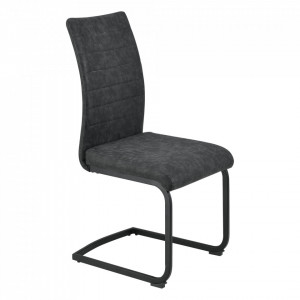Set 2 scaune design, imitatie piele/otel, negru/negru mat - P73694456 - Img 3