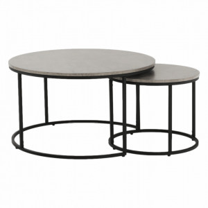 Set de 2 măsuţe de cafe, gri și negru, 80x45 cm, 50x40 cm - TP261525 - Img 6
