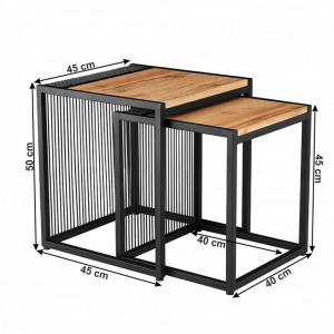 Set de 2 măsuţe de cafea, stejar și negru, 45x45 cm, 40x40 cm - TP263324 - Img 2
