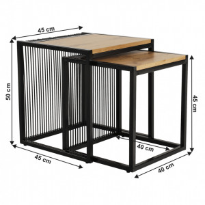 Set de 2 măsuţe de cafea, stejar și negru, 45x45 cm, 40x40 cm - TP263324 - Img 9