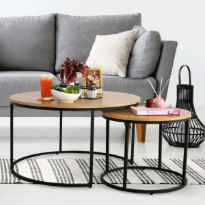 Set de 2 măsuţe de cafea, stejar și negru, 80x45 cm, 50x40 cm - TP261524 - Img 19