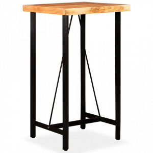 Set de bar, 3 buc., lemn masiv acacia, piele naturala si panza - V275129V - Img 3