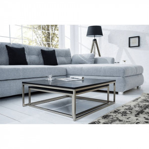 Set de două măsuţe de cafea, negru și crom, 75x75x37 cm - TP240324 - Img 4