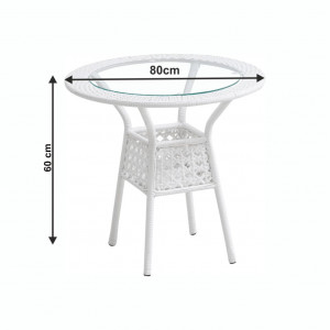 Set de grădină din ratan cu 3 piese, 1 măsuţă şi 2 scaune, alb - TP254779 - Img 2