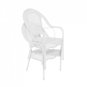 Set de grădină din ratan cu 5 piese, 1 măsuţă şi 4 scaune, alb - TP254781 - Img 16